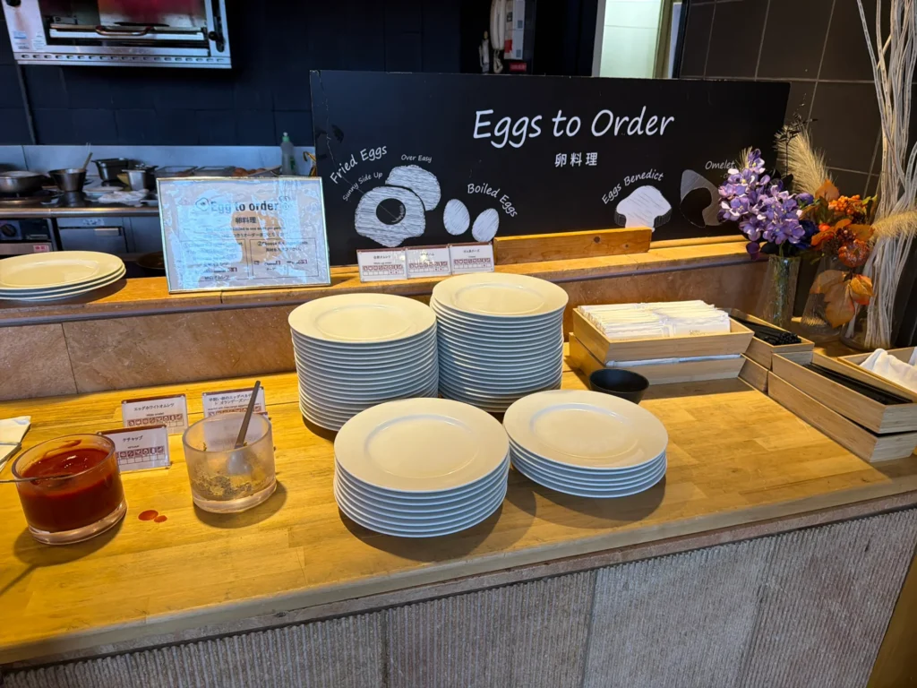 グランドプリンスホテル大阪ベイの卵料理のコーナー